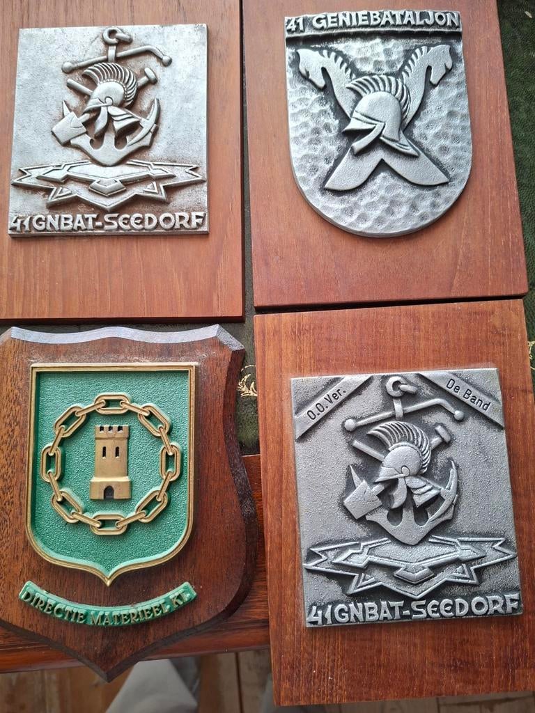 4 Militaire Plaques - 41 Geniebataljon Seedorf, Verzamelen, Ophalen of Verzenden, Gebruikt
