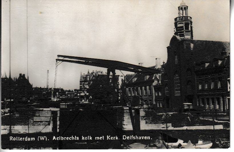 ROTTERDAM (W) - AELBRACHTS KOLK met KERK / DELFSHAVEN, Ophalen of Verzenden, Ongelopen, Zuid-Holland
