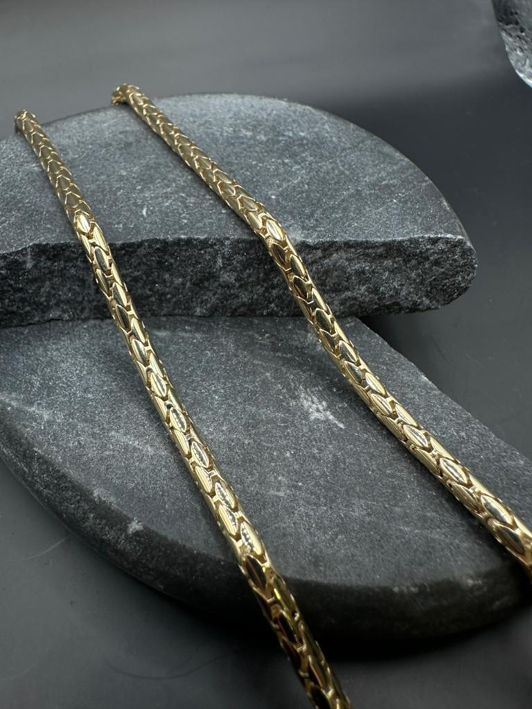 14k Massief Gouden Popcorn Ketting - Made in Italy, Sieraden, Tassen en Uiterlijk, Kettingen, Ophalen of Verzenden, Zo goed als nieuw