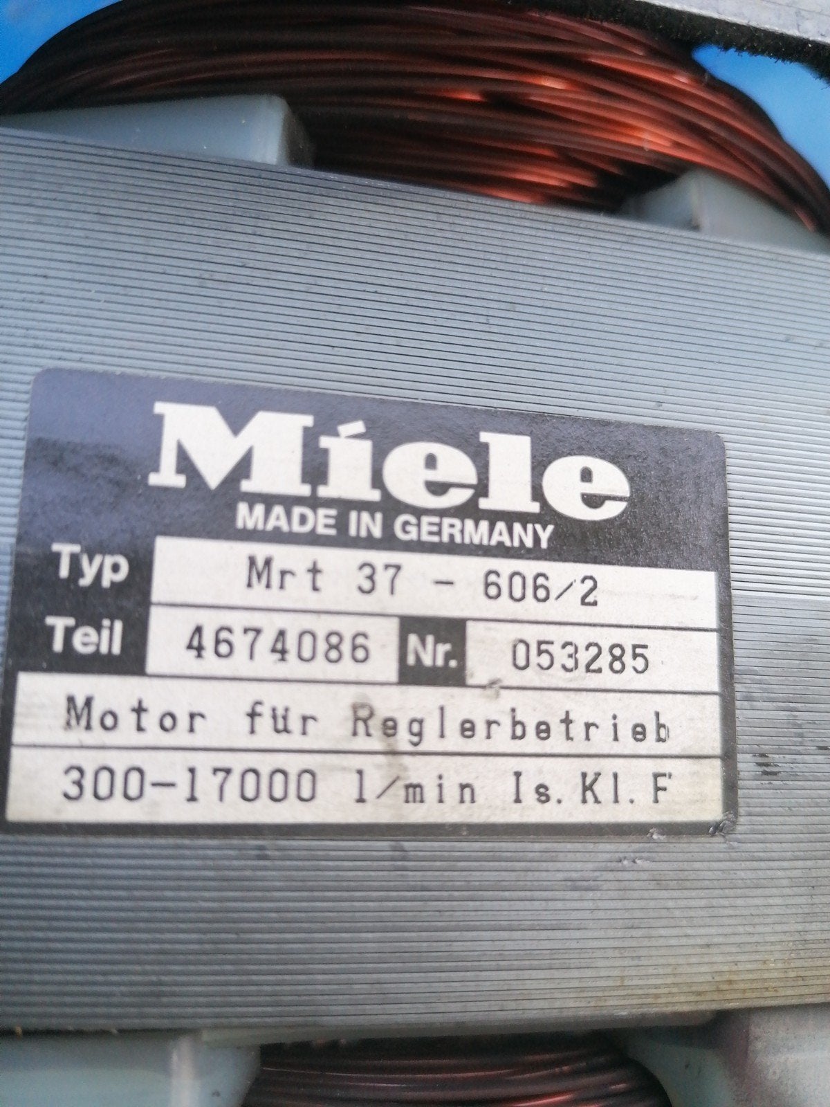 Miele Wasmachinemotor - Typ Mrt 37 - 606/2, Nr. 053285, Witgoed en Apparatuur, Ophalen of Verzenden, Gebruikt