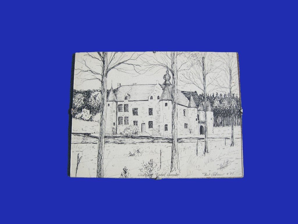Gesigneerde pentekening uit 1987 kasteel Sterrebos., Ophalen