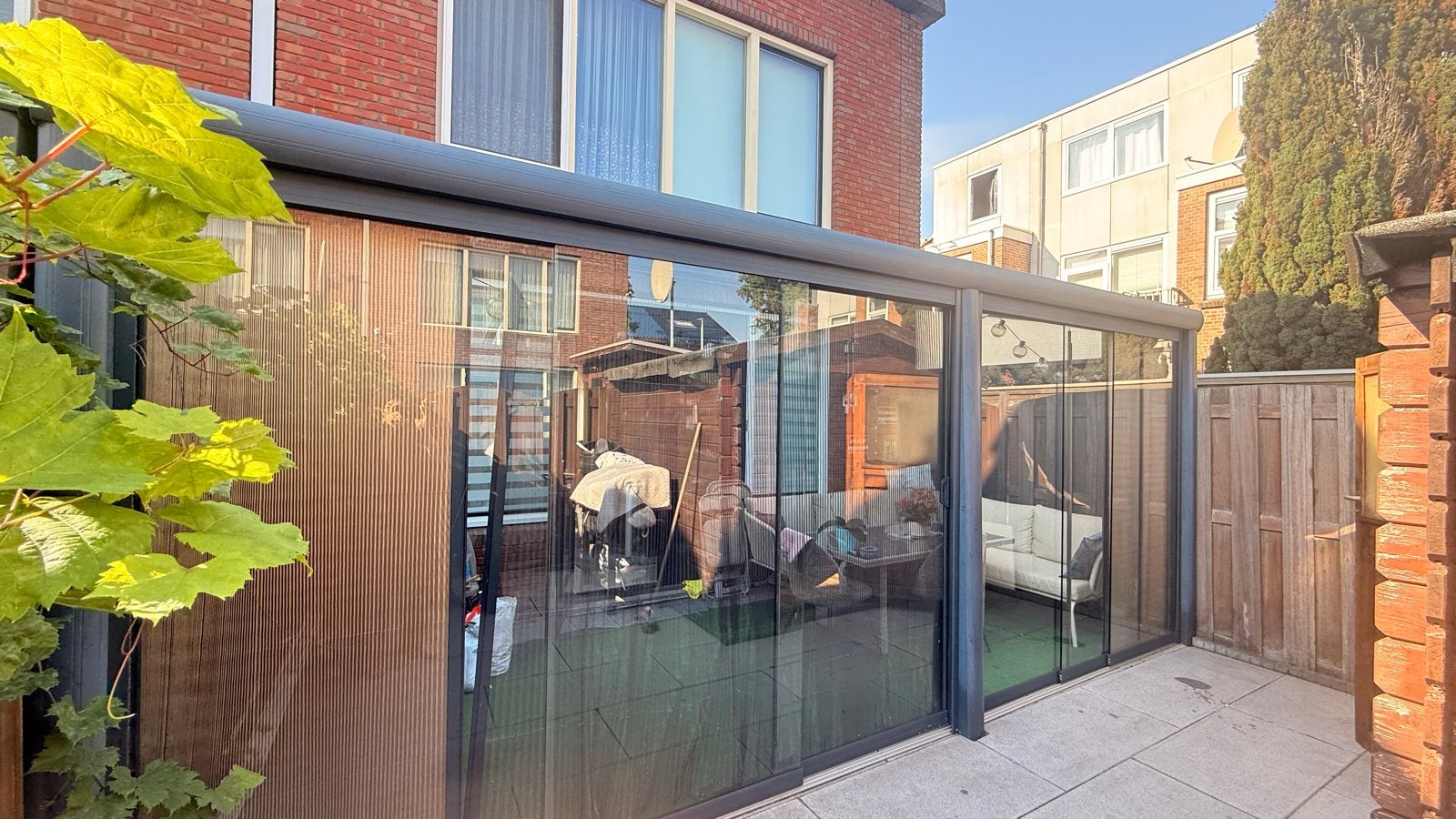 Moderne Veranda met Glazen Schuifwanden 4m x 2,5m, Ophalen of Verzenden, Zo goed als nieuw, Veranda
