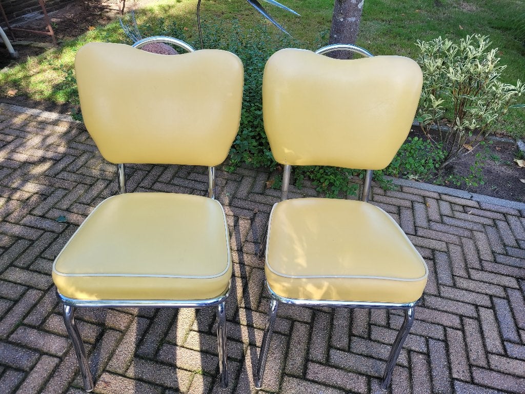 Bel Air 2 gele Amerikaanse diner stoelen fifties sixties, Ophalen, Gebruikt, Twee, Overige kleuren