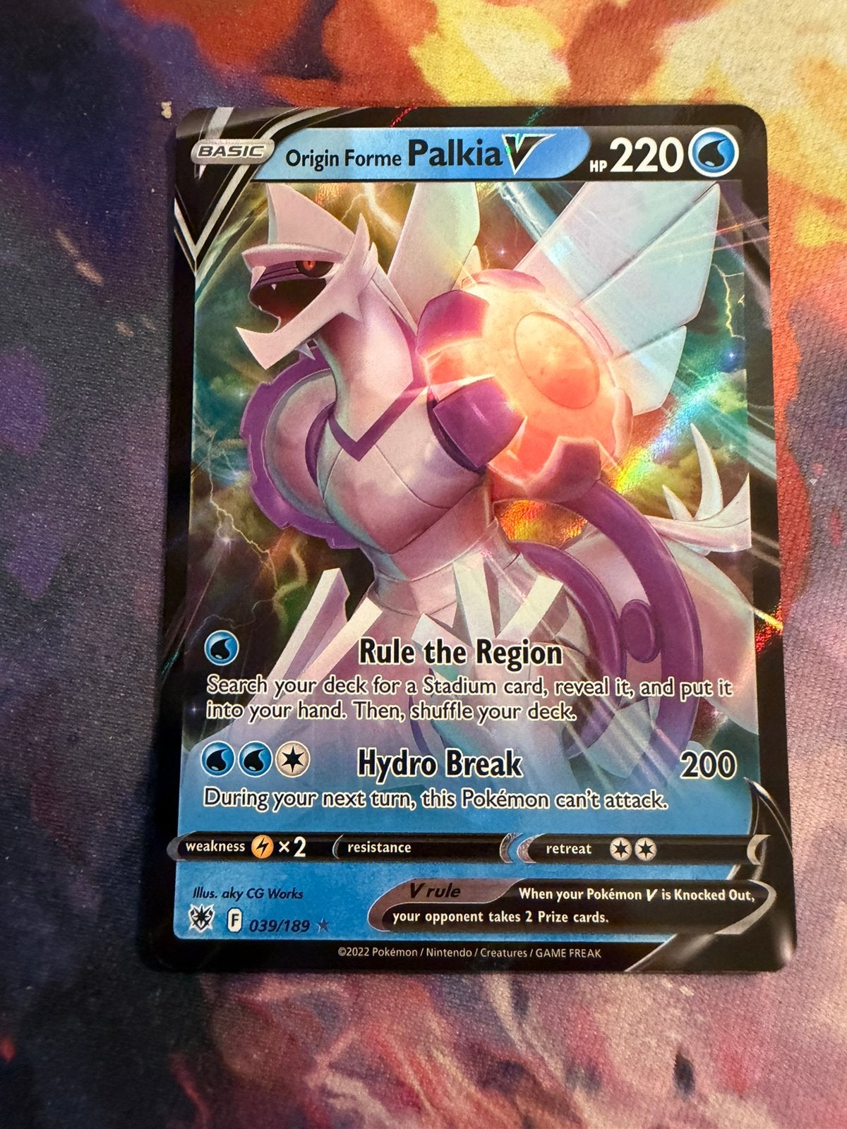 Pokemon Origin Forme PALKIA V Rare 039/189, Verzenden, Zo goed als nieuw, Losse kaart, Foil