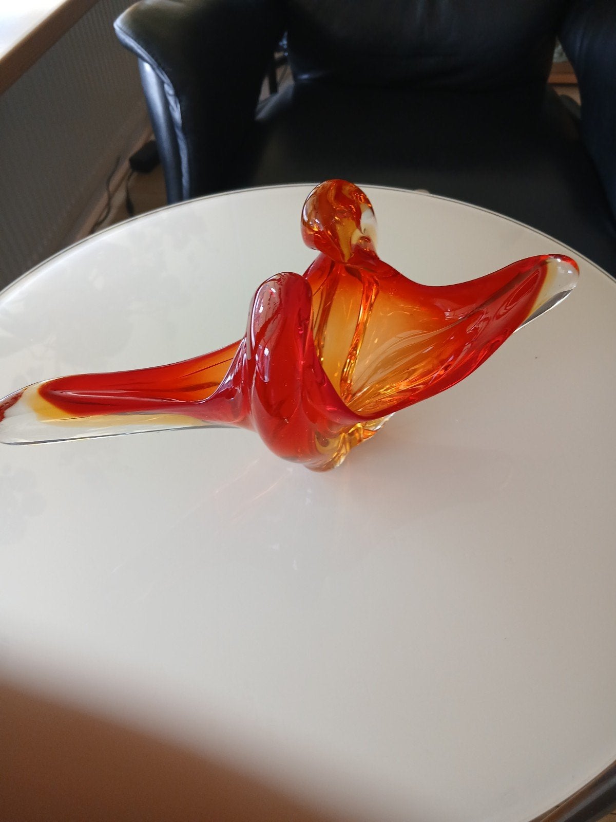 Prachtige Murano glazen schaal, rood/oranje, handgeblazen, Ophalen of Verzenden