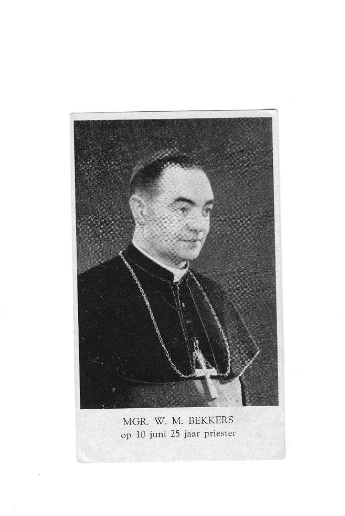 Bisschop Bekkers-bestelfolder boekwerk en jub. prentje 25 jr, Verzamelen, Ophalen, Bidprentje