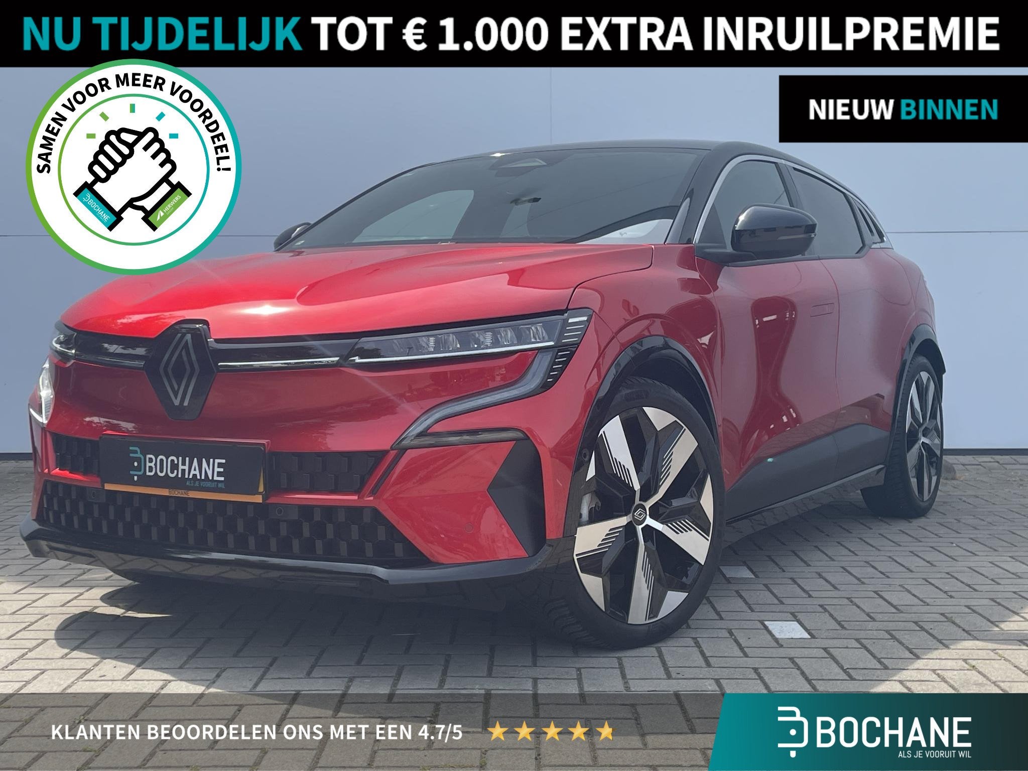 Renault Megane E-Tech EV40 Boost Charge Techno | Winterpack, Auto's, Gebruikt, 300 km, Leder en Stof, 130 min