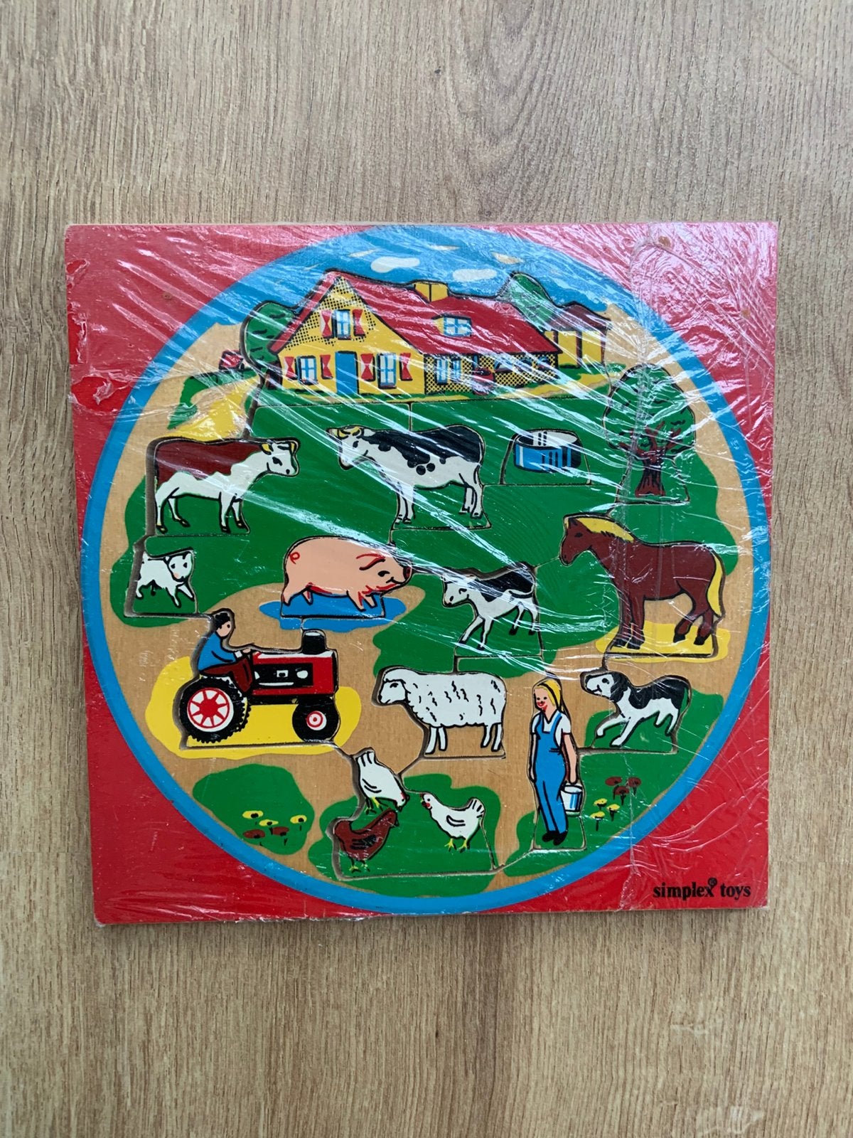 Oud simplex retro vintage puzzeltje boerderijdieren, Ophalen of Verzenden