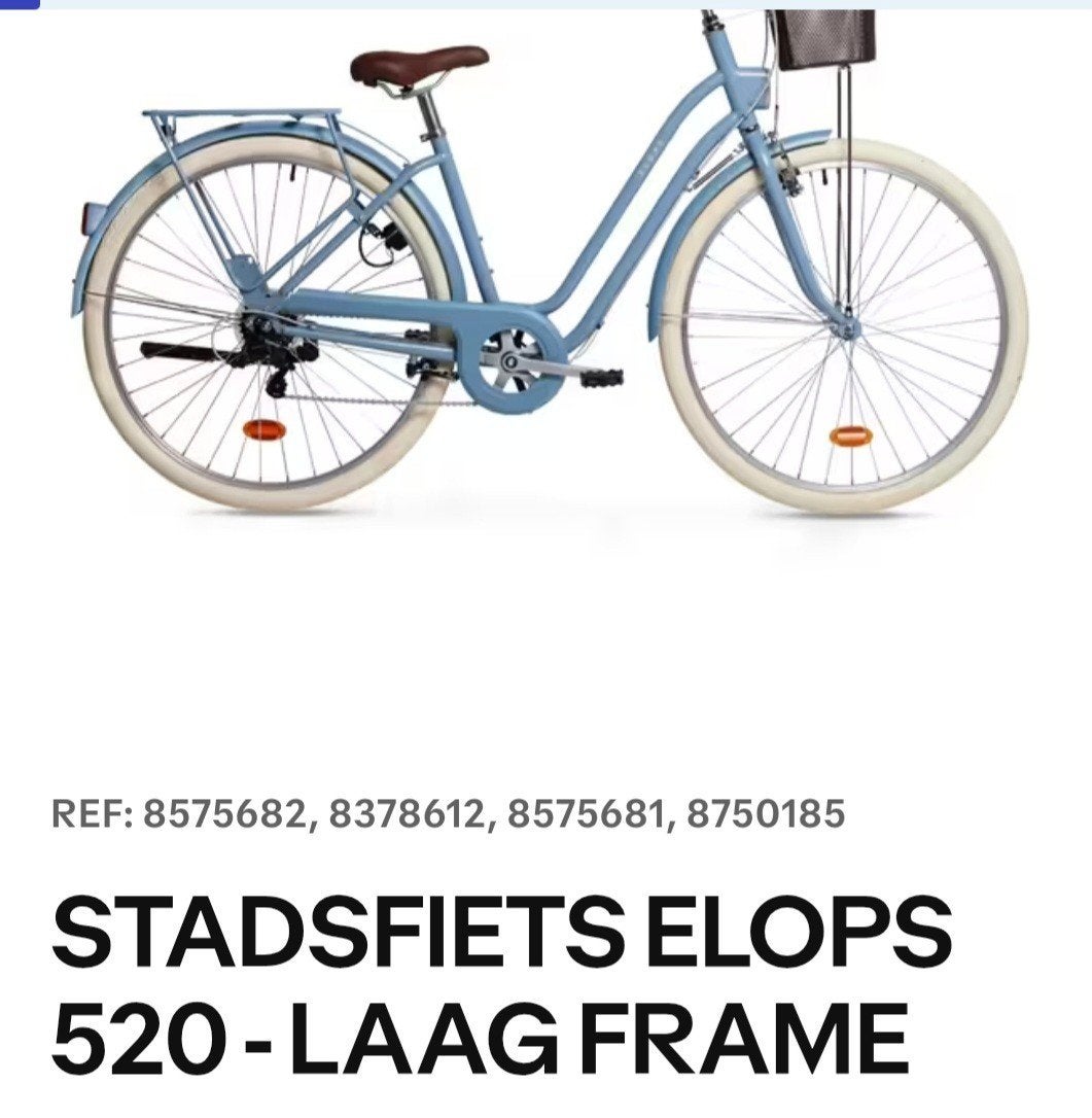 B'TWIN Elops 520 Stadsfiets - Lichtblauw, zgan., Velgrem, Ophalen, Overige merken, 53 tot 56 cm