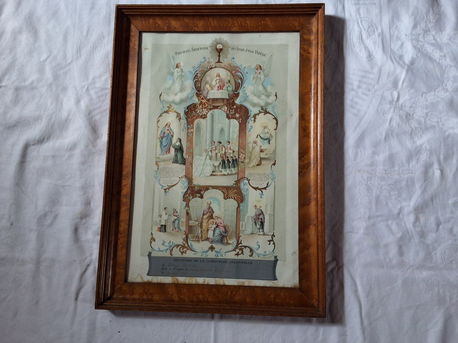 Antieke Eerste Communie Souvenir Print - 1925, Antiek en Kunst, Antiek | Religie, Ophalen of Verzenden