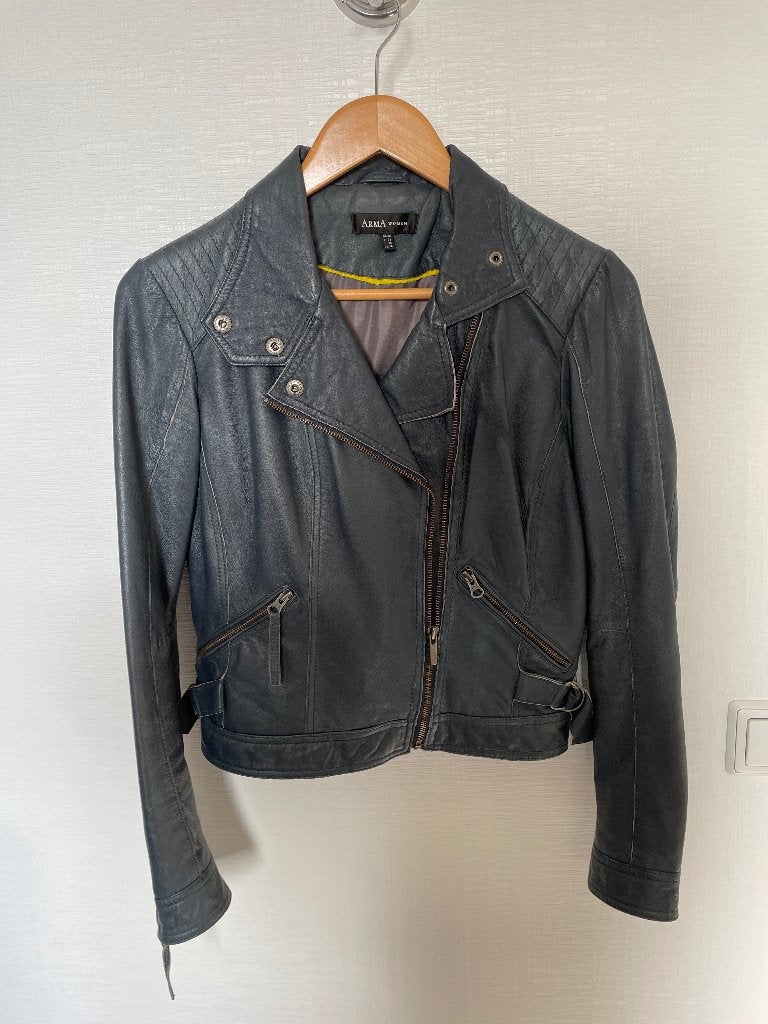 ARMA Leren Bikerjack  jasje - blauw small 36, Blauw, Ophalen of Verzenden, Zo goed als nieuw, Jasje