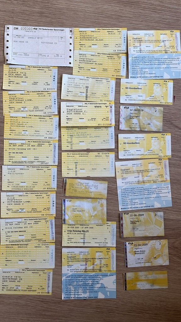 Diverse treinkaartjes 1983-2010, Ophalen, Gebruikt, Trein, Overige typen