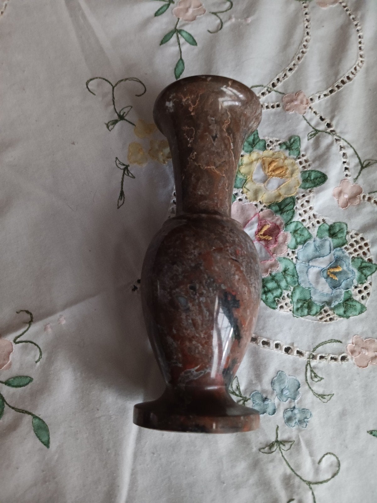 Decoratieve marmeren vaas, bruin, Ophalen of Verzenden