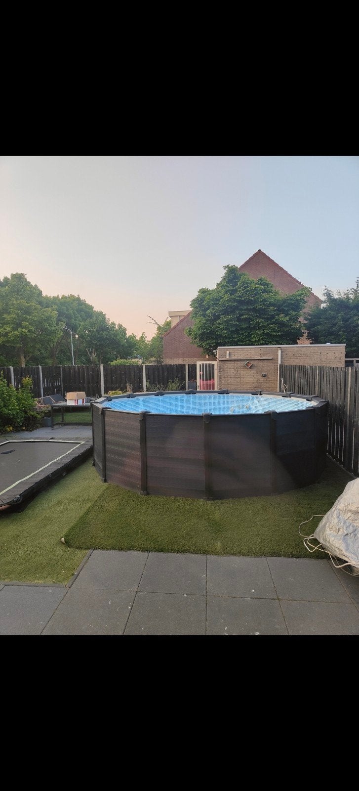 Intex Graphite Panel zwembad 478x124 cm met zandfilt, Gebruikt, Rond, 300 cm of meer, Ophalen