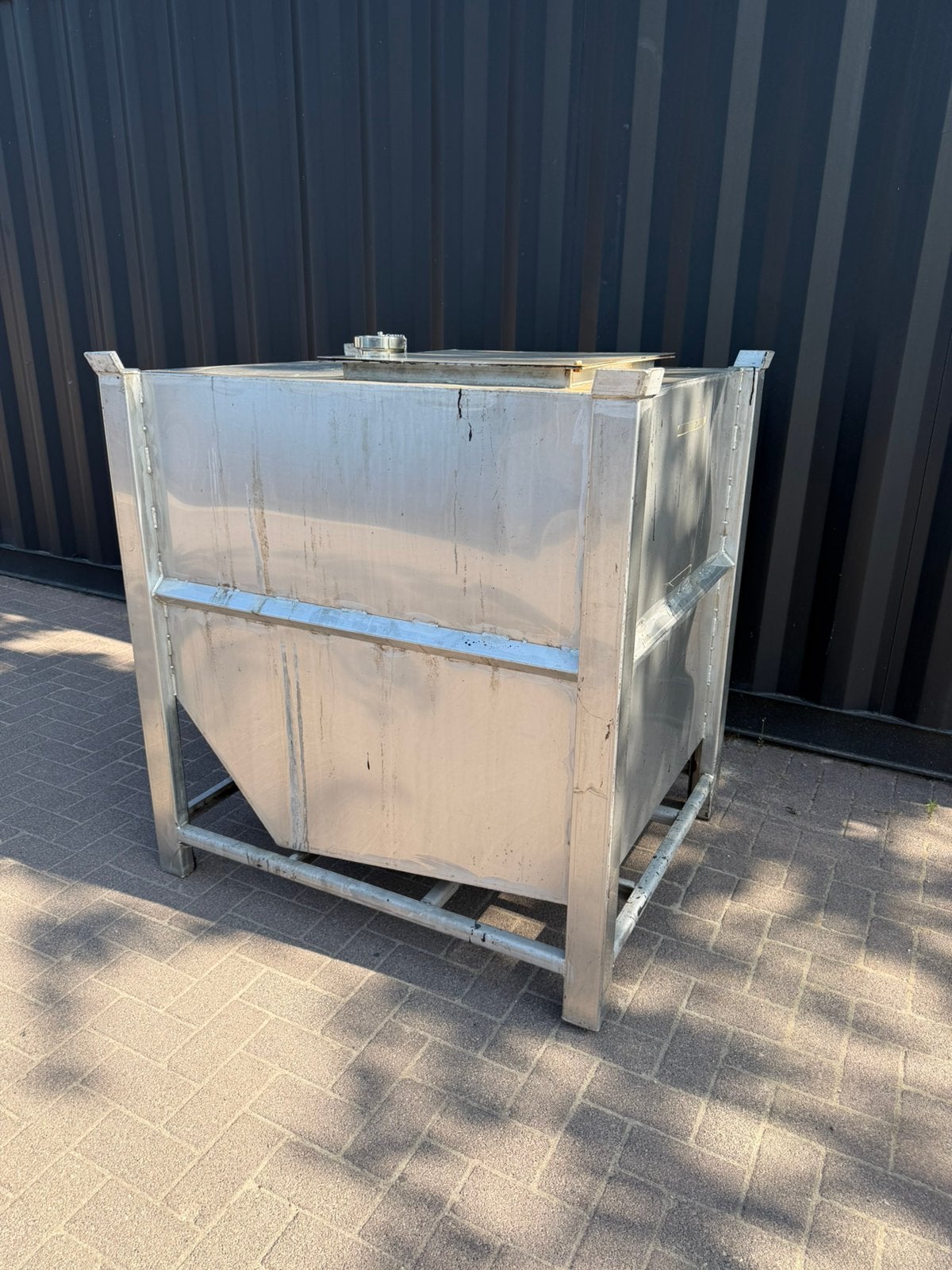 RVS Silo palletcontainer rvs ibc 1000liter opslagtank ton, Ophalen, Zo goed als nieuw, Overige metalen