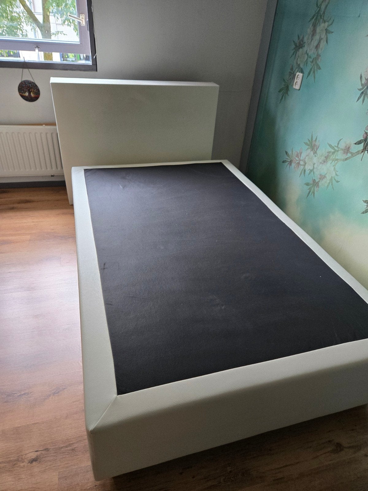 Twijfelaar boxspring zonder matras en hoofdbord, Wit, Ophalen of Verzenden, Zo goed als nieuw, Twijfelaar