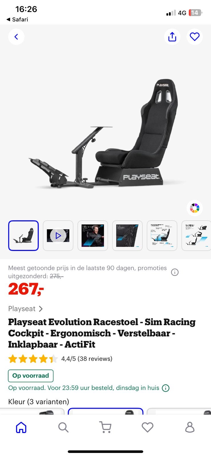 Playseat racestoel, Ophalen, Zo goed als nieuw, Playseat of Racestoel