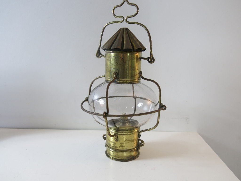Koperen scheepslamp Baasrode Bostroëneir D.Desmedt, Ophalen of Verzenden, Gebruikt, Motorboot of Zeilboot