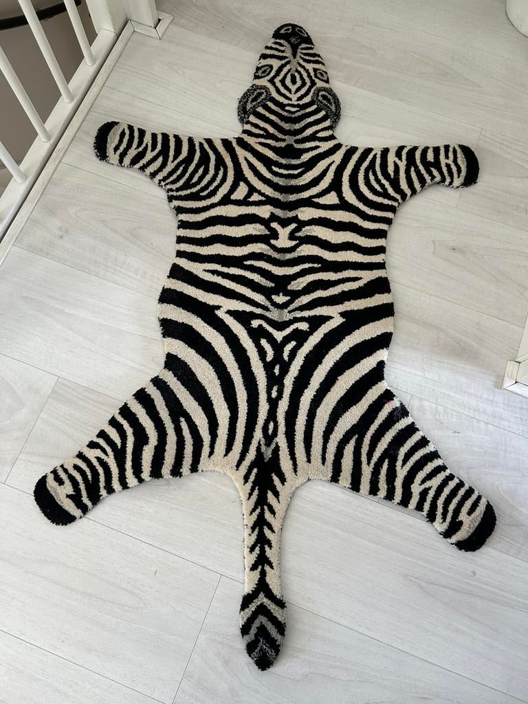 Vloerkleed zebra zwart wit, Ophalen, Wit, 200 cm of meer, 50 tot 100 cm