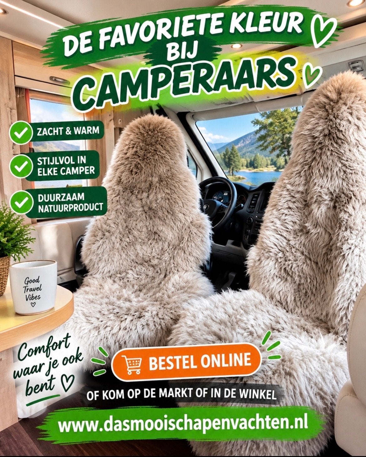 Luxe Schapenvacht Stoelhoezen voor Camper - Diverse Kleuren, Ophalen of Verzenden, Nieuw