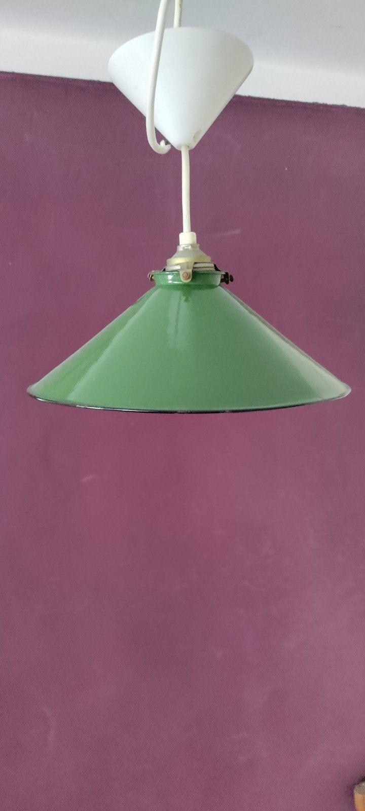 Hanglamp,Retro,1960,Groen,metaal,doorsnede 26cm,mid Century, Ophalen of Verzenden, Huis en Inrichting