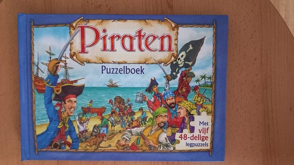 Piraten puzzelboek met vijf 48-delige legpuzzels, Ophalen of Verzenden, 500 t/m 1500 stukjes, Nieuw, Puzzelboek