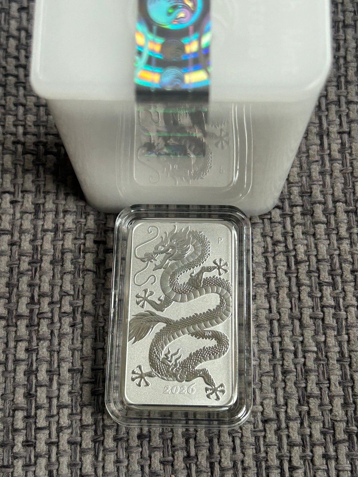 20 stuks Rectangular Dragon 2026 in tube., Ophalen, Zilver