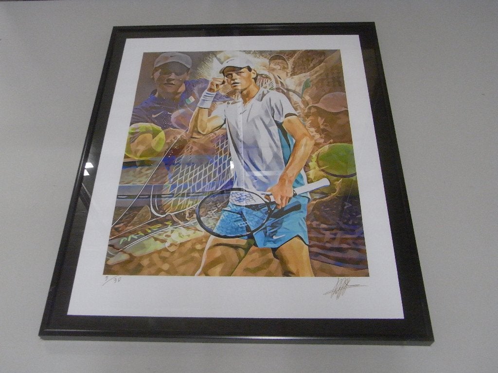 Art work Raffaele De Leo 2024 / Jannik Sinner, Antiek en Kunst, Kunst | Schilderijen | Modern, Figuren, Giclée, Echtheidscertificaat