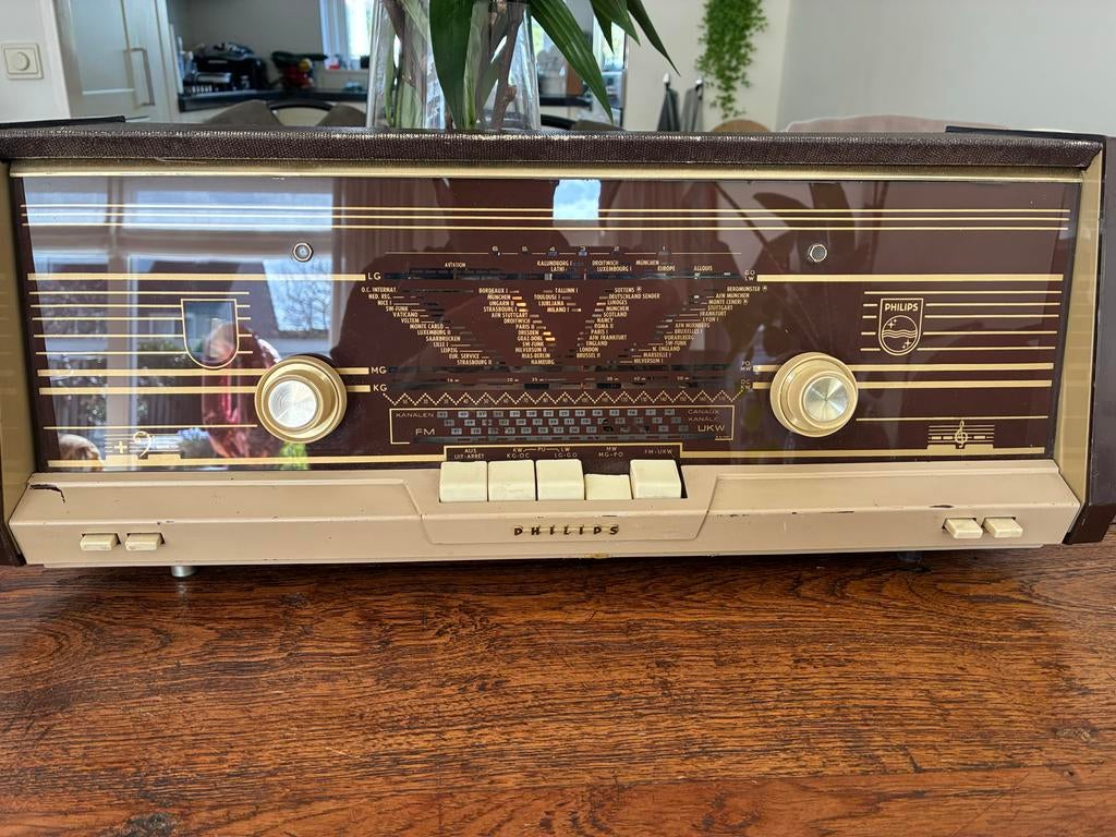 Oude Philips buizenradio werkt goed, Audio, Tv en Foto, Radio's, Gebruikt, Radio, Ophalen