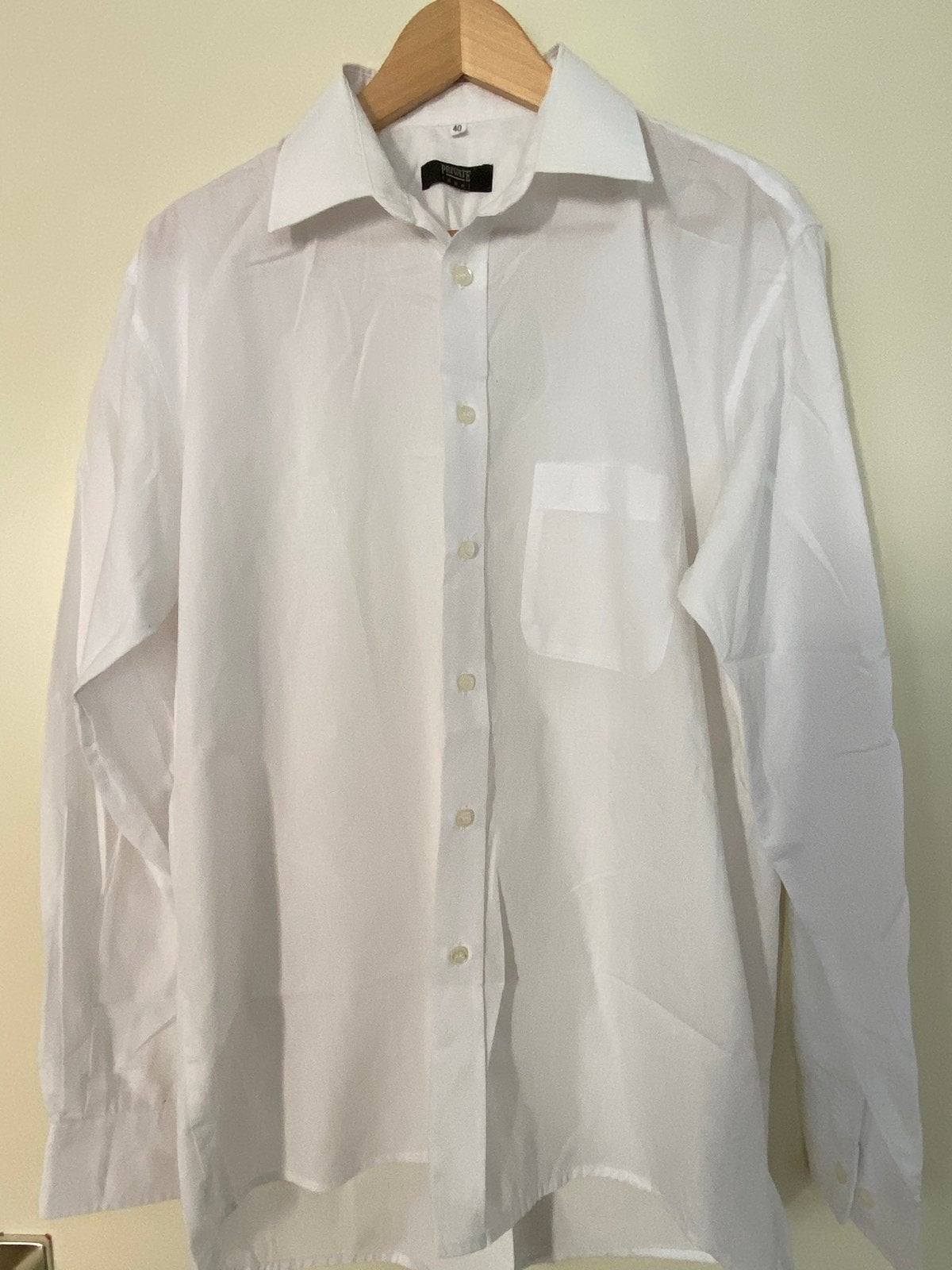 Wit overhemd Private Label, maat 40, Kleding | Heren, Overhemden, Ophalen of Verzenden, Zo goed als nieuw, Wit, Halswijdte 39/40 (M)