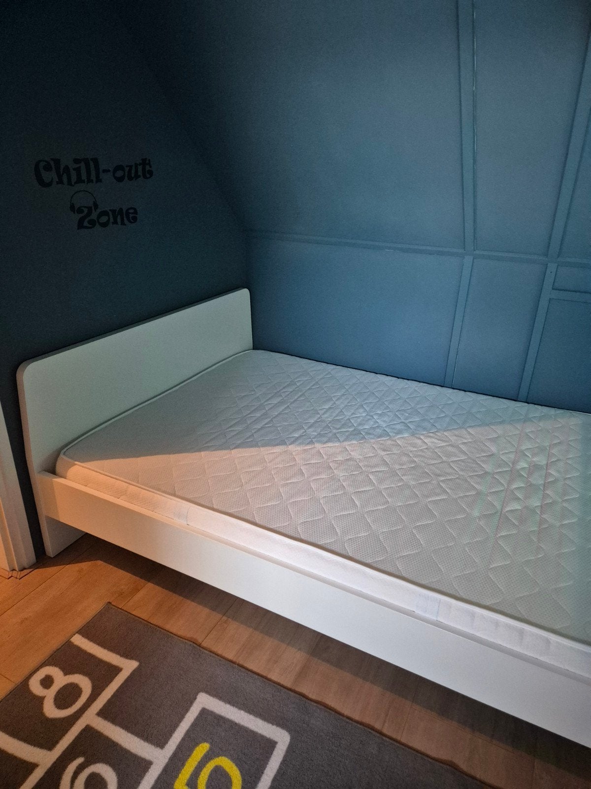 tweepersoonsbed met lattenbodem en matras, Ophalen, Gebruikt, 90 cm, Eenpersoons