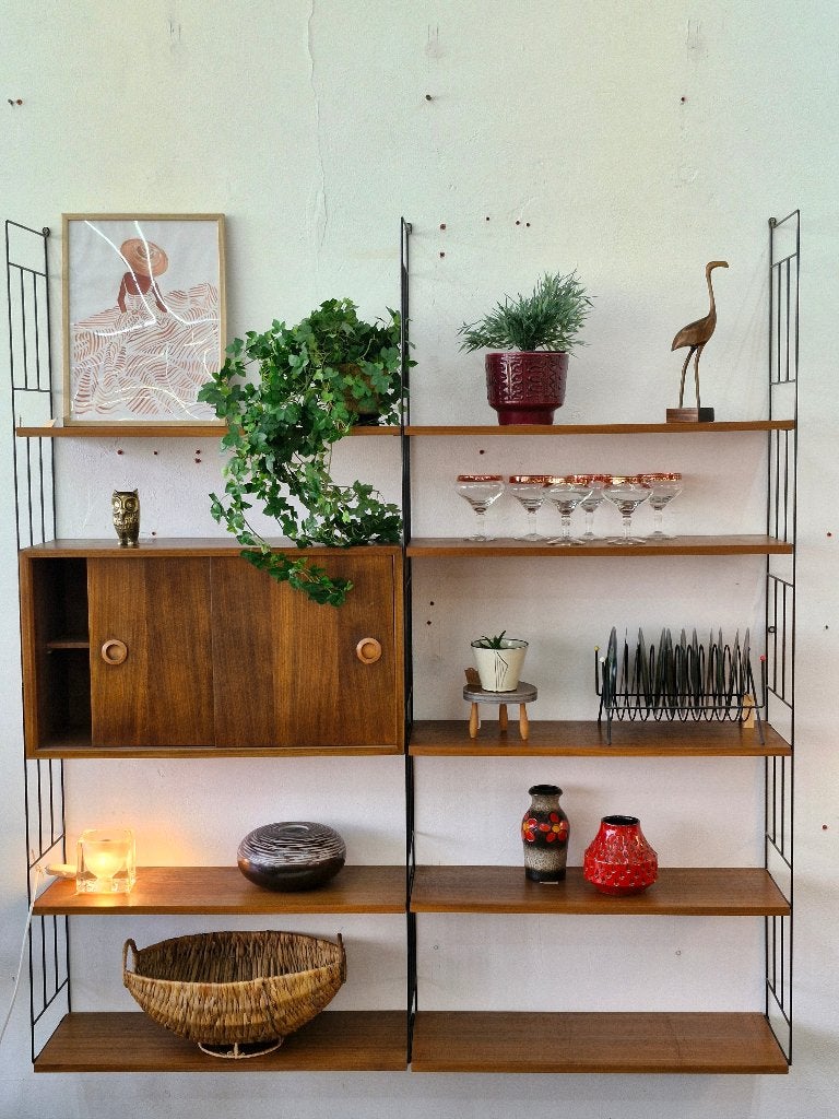 Vintage wandkast / boekenkast wandsysteem teak jaren 70, Ophalen, Gebruikt, ., Vintage