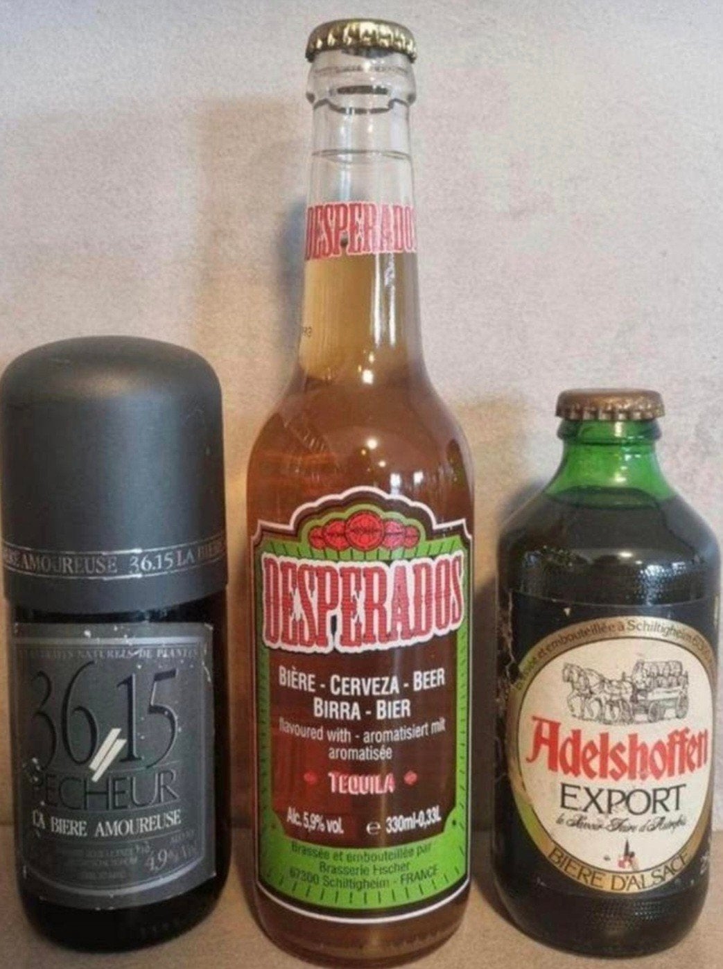 Schiltigheim: Pécheur ~'90 & Adelshoffen <'87, Ophalen of Verzenden, Zo goed als nieuw, Flesje(s), Overige merken