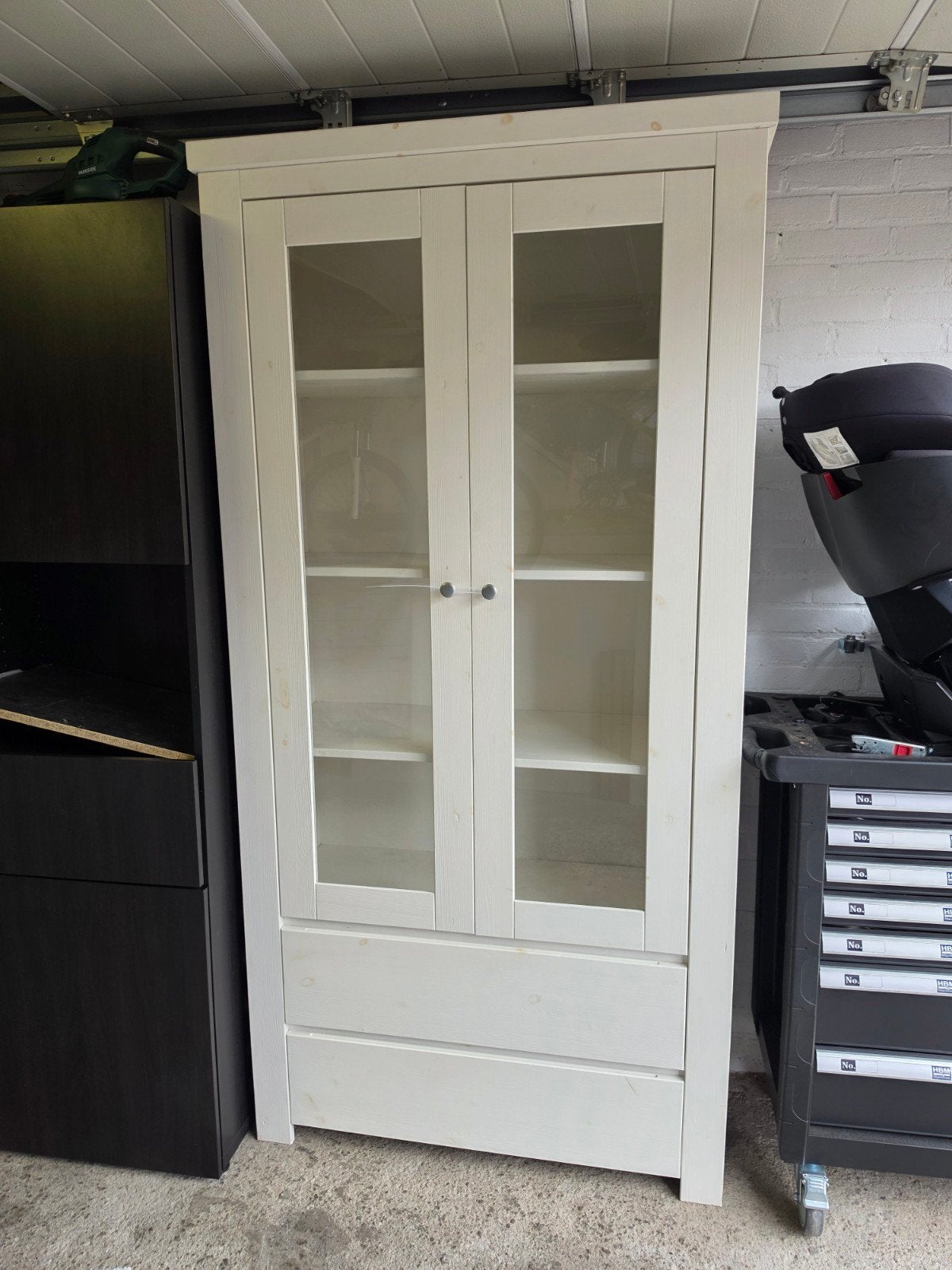 Witte vitrinekast met lades, Ophalen, Gebruikt