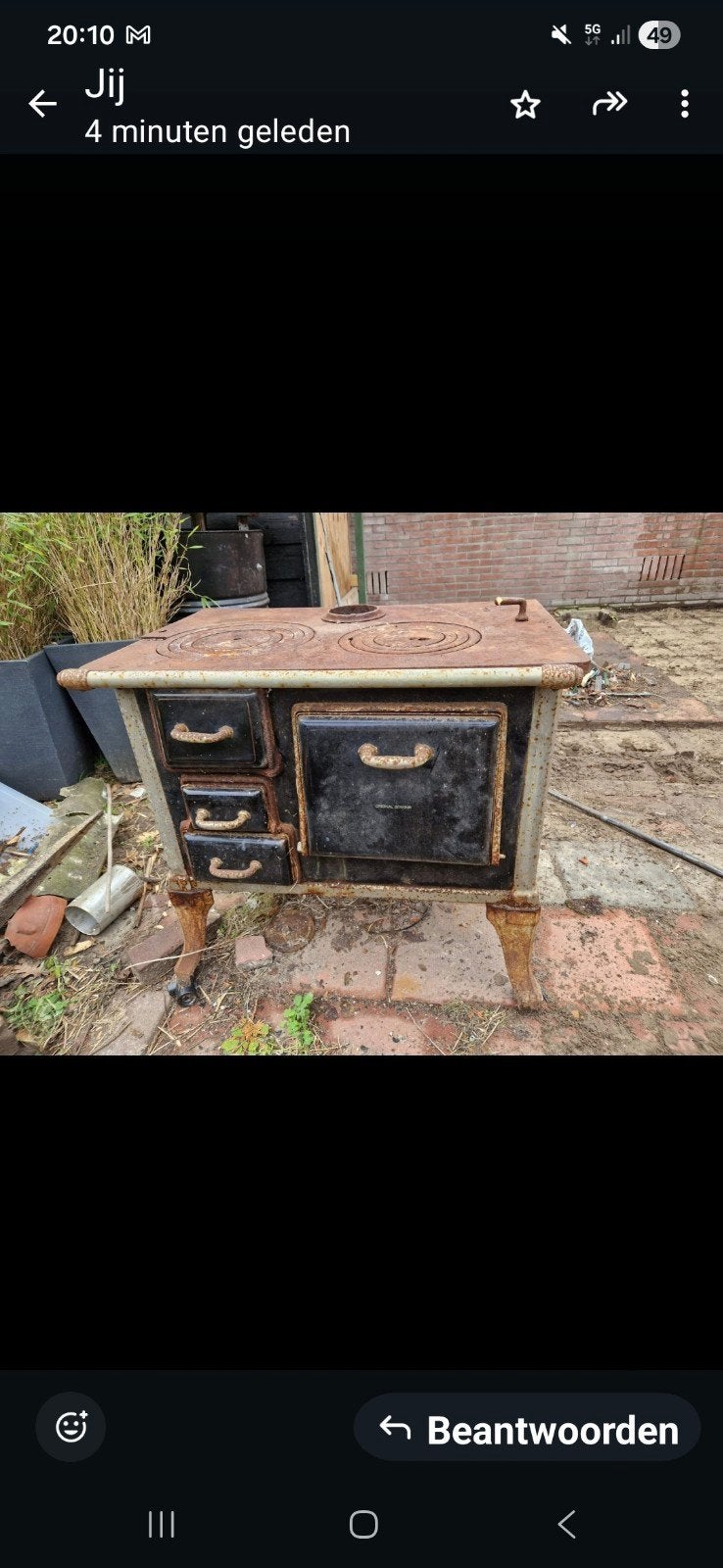Antieke gietijzeren kachel/fornuis - opknapper, Ophalen of Verzenden