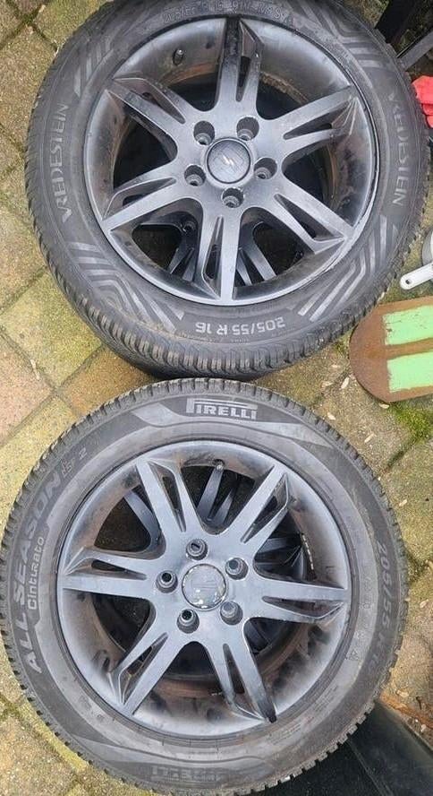 4x All Season banden met velgen 205/55 R16 5x112 205 55 16, Ophalen, 16 inch, 205 mm, All Season
