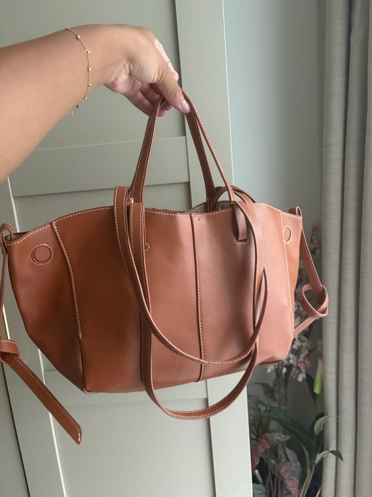 Polène Numéro Sept Mini - Cognac, Sieraden, Tassen en Uiterlijk, Ophalen of Verzenden, Zo goed als nieuw, Bruin, Handtas
