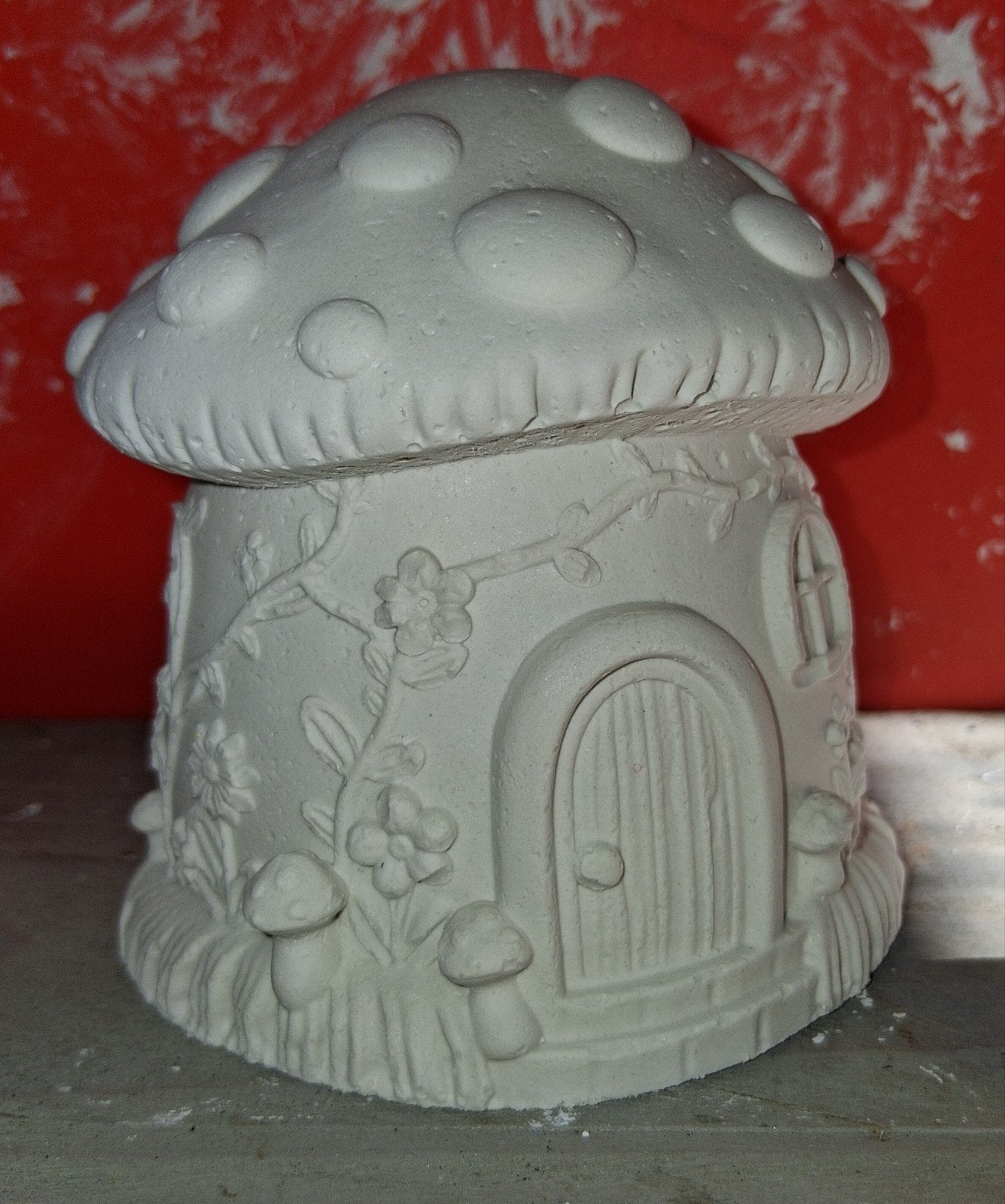 gipsfiguur paddestoel, Ophalen