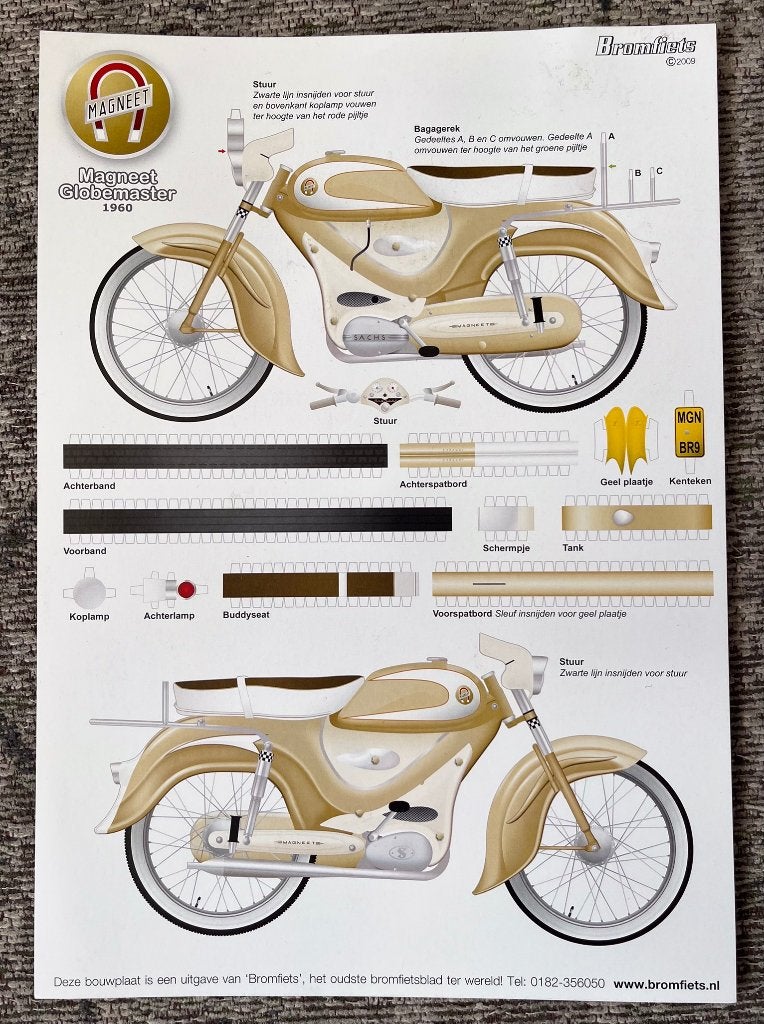 Bouwplaat Magneet Globemaster 1960 Uitgave BROMFIETS, Verzenden