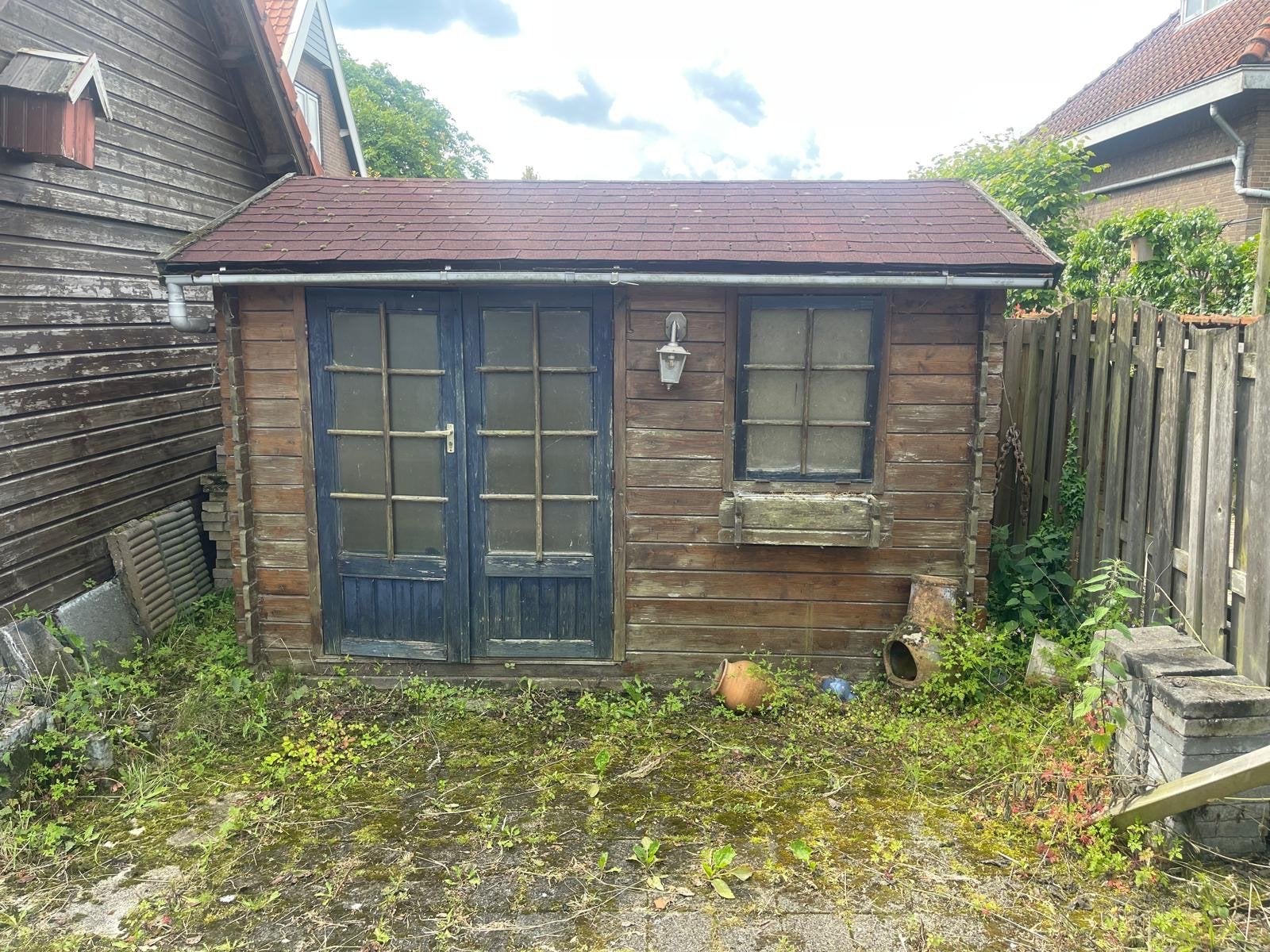 Gratis af te halen en te demonteren schuur, Tuin en Terras, Tuinhuizen, Ophalen, 250 tot 500 cm, Schuur, 2 ramen