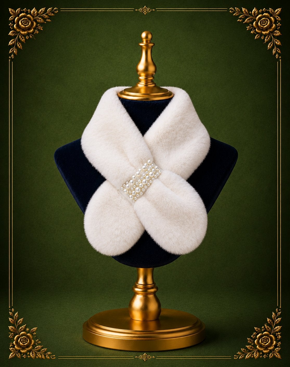 Luxe Witte Faux Fur Sjaal met Parelversiering, Ophalen of Verzenden, Zo goed als nieuw, Maat 46/48 (XL) of groter, Sjaal