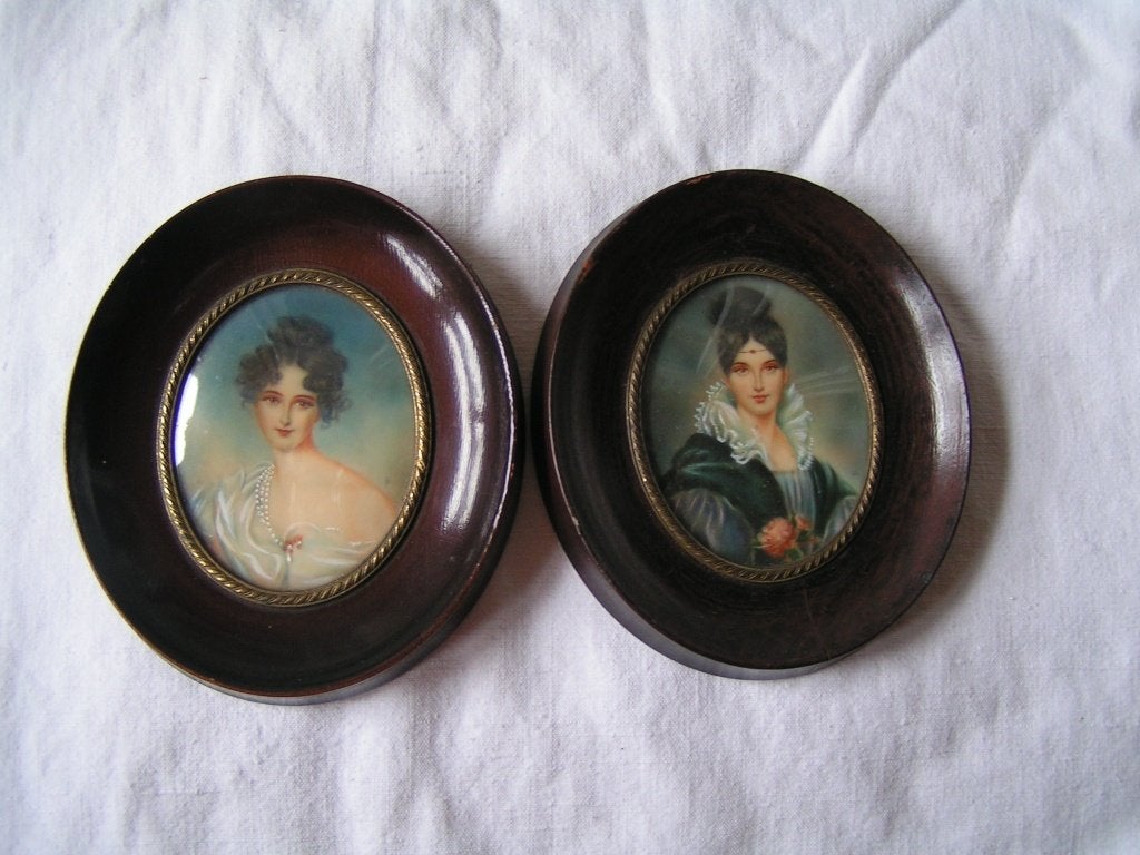 2 antieke schilderijtjes nr AA 889, Verzenden, Klassiek, Origineel werk, Portret of Personen