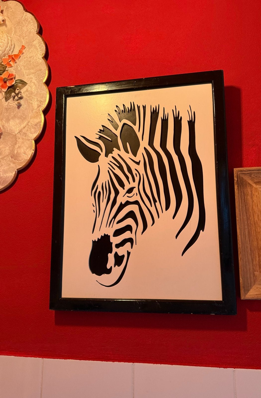 Decoratief Zebra Schilderij hout, Ophalen of Verzenden, Hout, Ophangklaar, Dieren