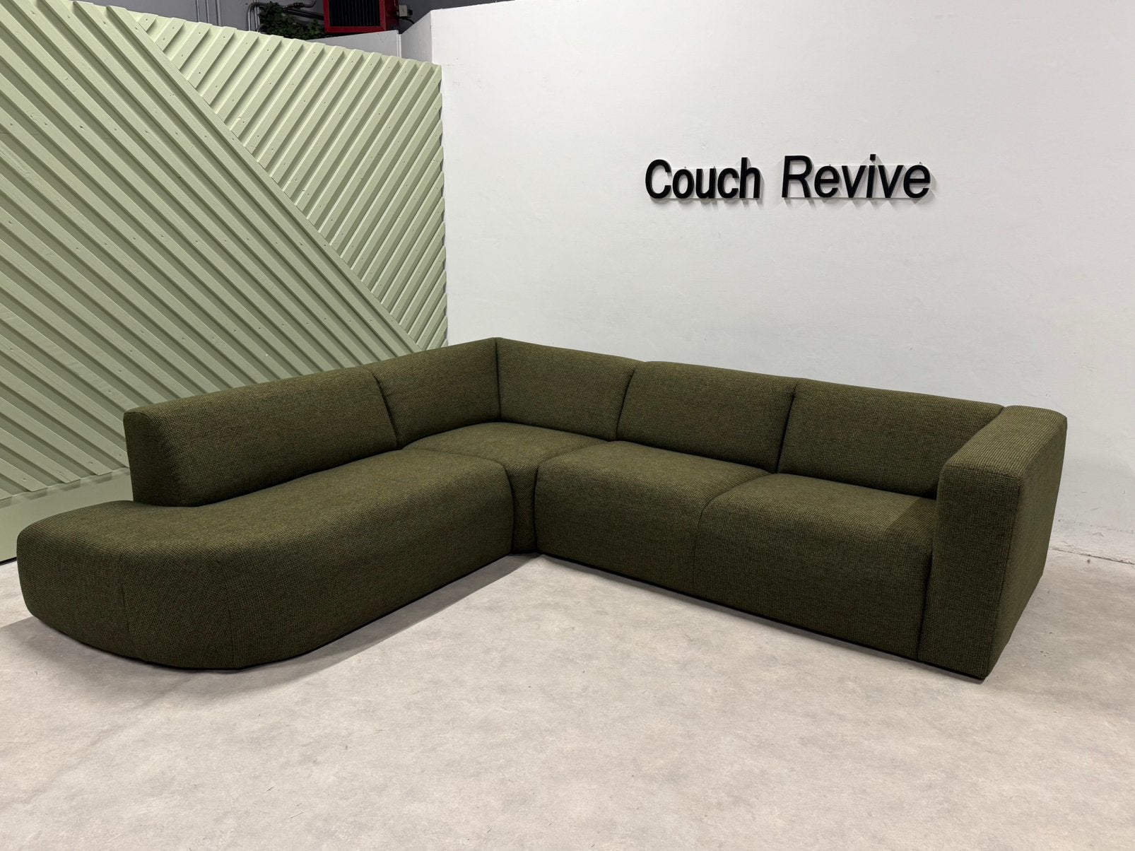 Loods5 Hoekbank Groen 280-255 | Gereinigd Gratis levering, -, Ophalen of Verzenden, Zo goed als nieuw, Info@coucheevive.nl
