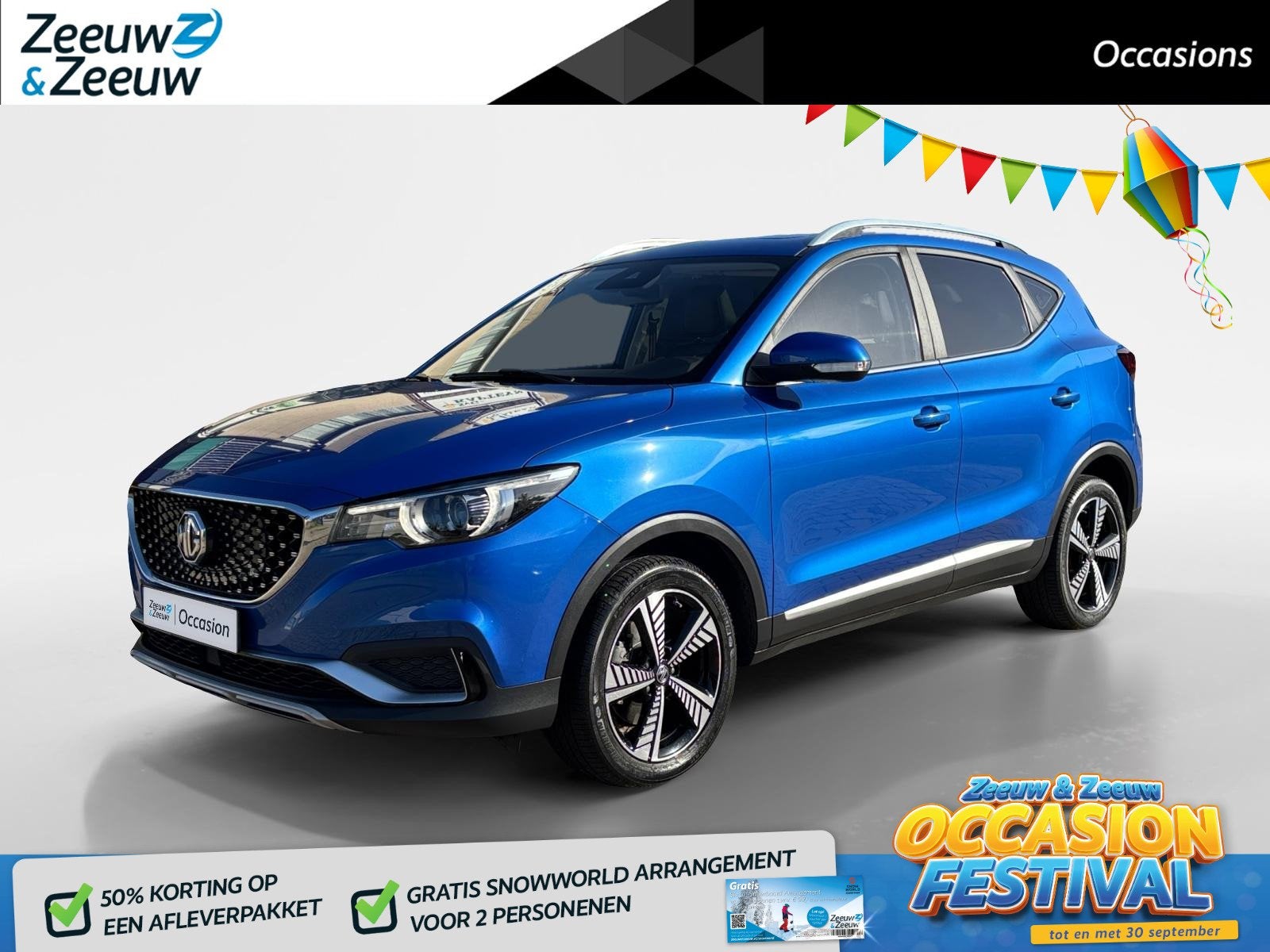 MG MG ZS EV Luxury 45 kWh | NL-AUTO | PANO | Trekhaak |12 MA, Auto's, Gebruikt, Zwart, 143 pk, 1507 kg