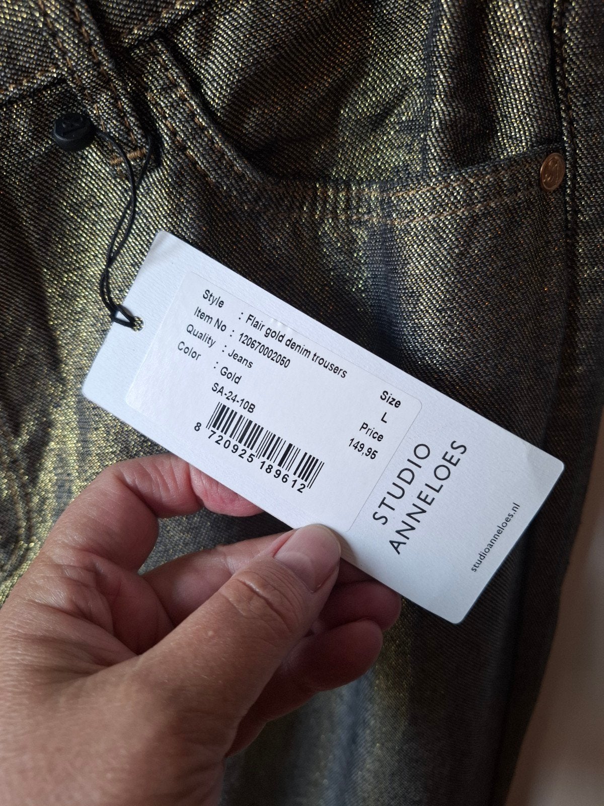 Studio Anneloes Flair gold denim broek L/40, Nieuw, Ophalen of Verzenden, Studio Anneloes, W30 - W32 (confectie 38/40)