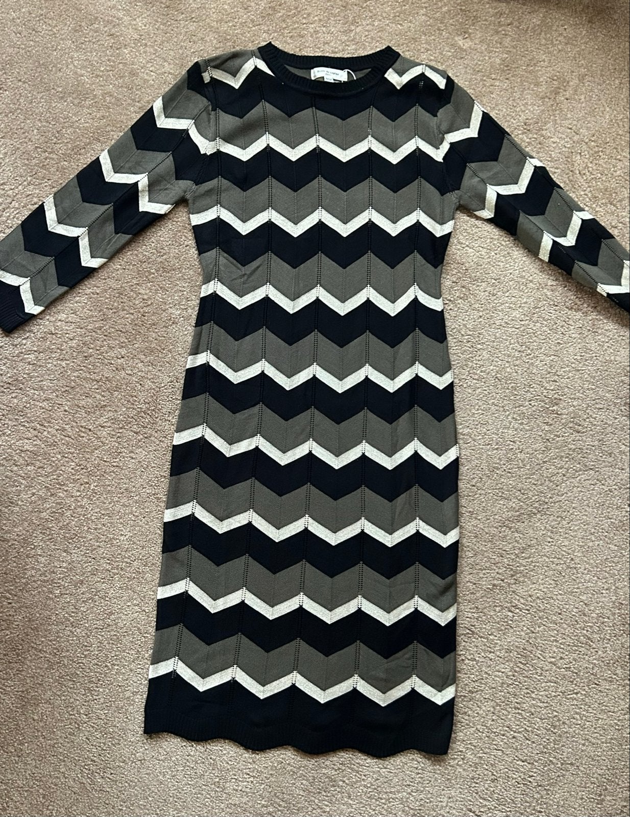 Drôle de Copine Paris jurk met zigzagpatroon, Maat 38/40 (M), Zwart, Nieuw, Ophalen of Verzenden