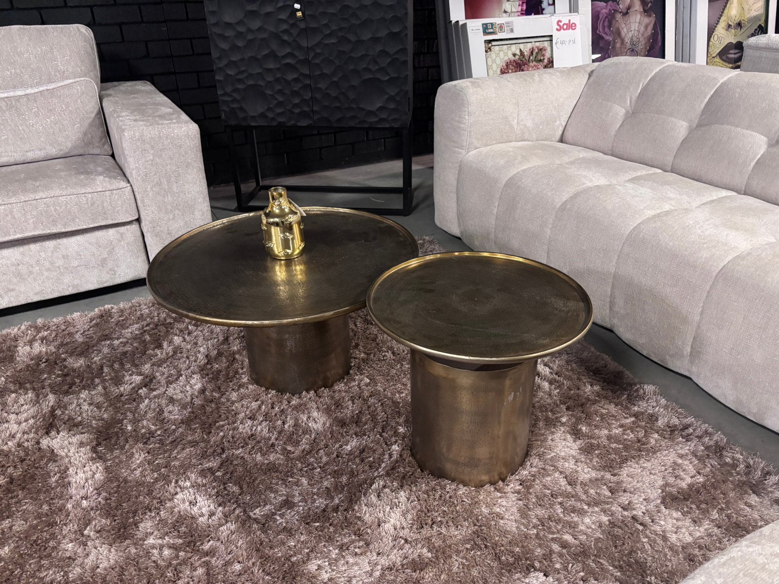 Salontafel  Richmond interiors Gold 2 delig, Ophalen, 100 tot 150 cm, Nieuw, 50 tot 100 cm