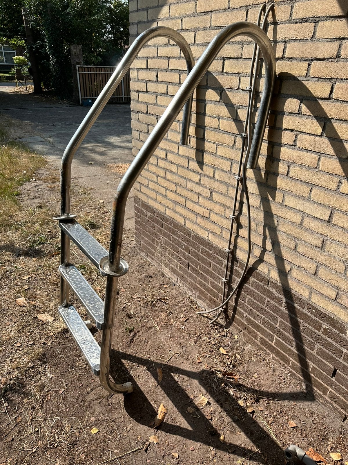 RVS Zwembadtrap 3 treden – voor ingegraven zwembad, Ophalen, Zo goed als nieuw