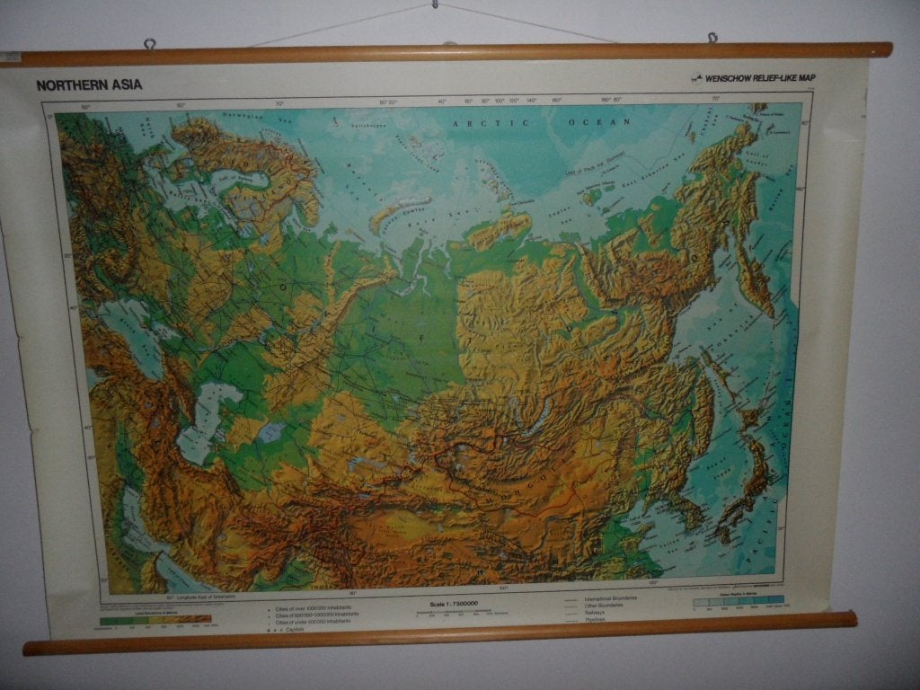 landkaart schoolplaat Northern Asia Noord-Azië, Ophalen, 1800 tot 2000, Nederland, Landkaart